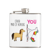 ユニコーンの可愛いブライズメイド提案、面白い フラスク (正面)