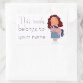 ユニコーンの可愛い女の子蔵書票テンプレートシール 長方形シール (バッグ)