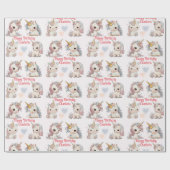 ユニコーンの可愛さオーバーロード追加ガールズネーム誕生日 ラッピングペーパー (フラット)