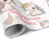 ユニコーンの可愛さオーバーロード追加ガールズネーム誕生日 ラッピングペーパー (ロールコーナー)