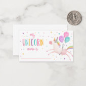ユニコーンの名前の魔法の誕生日ゲーム ノートカード (正面/裏面インサイチュ)