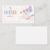 ユニコーンの名前の魔法の誕生日ゲーム ノートカード (正面/裏面)