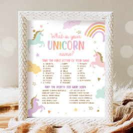 ユニコーンの名前の魔法の誕生日ゲーム ポスター