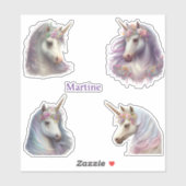 ユニコーンの名前を4つパーソナライズされた切りカスタム取り シール (シート)