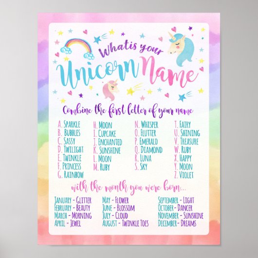 ユニコーンの名前 ポスター (正面)