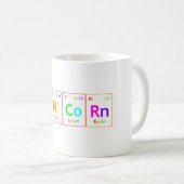 ユニコーンの周期表の要素の単語の虹色 コーヒーマグカップ (正面右)