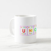 ユニコーンの周期表の要素の単語の虹色 コーヒーマグカップ (正面左)