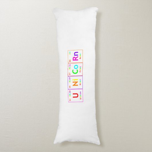ユニコーンの周期表の要素の単語の虹色 ボディピロー (正面縦)