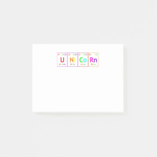 ユニコーンの周期表の要素の単語の虹色 ポストイット (正面)