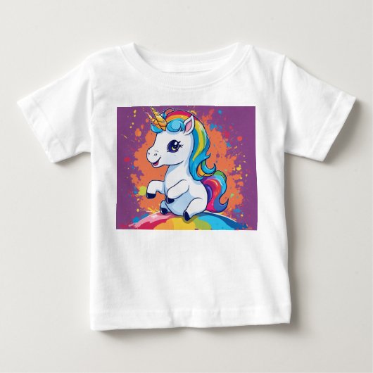 ユニコーンの夢と魔法の光線 ベビーTシャツ (正面)