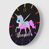 ユニコーンの大きカラフルな時計をカスタマイズ ラージ壁時計 (傾斜)