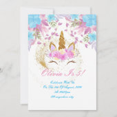 ユニコーンの女の子の誕生日の招待状 セーブザデート (正面)