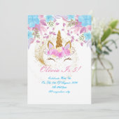 ユニコーンの女の子の誕生日の招待状 セーブザデート (スタンド正面)