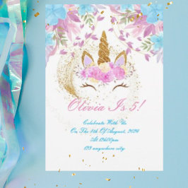 ユニコーンの女の子の誕生日の招待状 セーブザデート