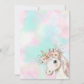 ユニコーンの女の子の誕生日パーティー招待状 招待状 (裏面)