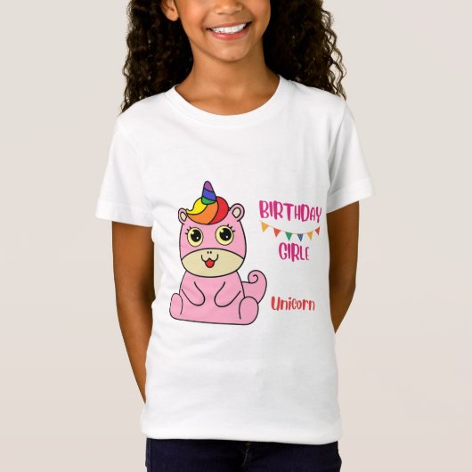 ユニコーンの女の子の誕生日、幼児誕生日 Tシャツ (正面)