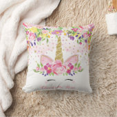 ユニコーンの女の赤ちゃんの子供部屋の装飾の花柄の虹 クッション (ブランケット)