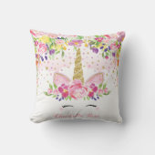 ユニコーンの女の赤ちゃんの子供部屋の装飾の花柄の虹 クッション (正面)