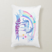 /ユニコーンの女の赤ちゃんの子供部屋部屋の装飾信じて下さい アクセントクッション (裏面(縦))