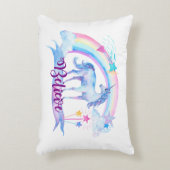 /ユニコーンの女の赤ちゃんの子供部屋部屋の装飾信じて下さい アクセントクッション (正面(垂直))