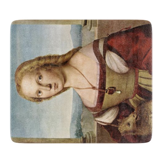 ユニコーンの女性のポートレート（ラファエル） カッティングボード (正面)