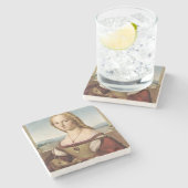 ユニコーンの女性のポートレート(ラファエル) ストーンコースター (横)