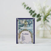 ユニコーンの女性,青い白い金ゴールド 名刺 (スタンド正面)