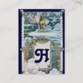 ユニコーンの女性,青い白い金ゴールド 名刺 (裏面)