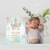 ユニコーンの子供の誕生日写真招待状 招待状 (スタンド正面)