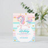ユニコーンの子供の誕生日招待状 ポストカード (スタンド正面)