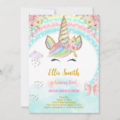 ユニコーンの子供の誕生日招待状 招待状 (正面)