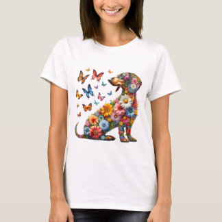 ユニコーンの子犬の虹の花 Tシャツ