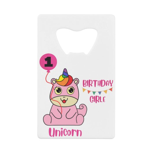 ユニコーンの少女の誕生日 クレジットカード栓抜き (正面)