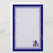 ユニコーンの布告者: 青および金ゴールド 便箋 (正面/裏面)