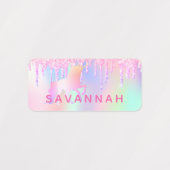 ユニコーンの幻想的な虹の輝くピンクの服 ラベル (デザイン2)