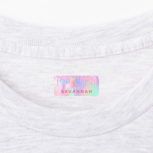 ユニコーンの幻想的な虹の輝くピンクの服 ラベル (貼付)
