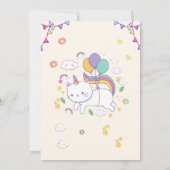 ユニコーンの手描きプリンセス 誕生日 招待状 (裏面)