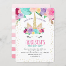 ユニコーンの招待状の第1誕生日のベビーシャワー