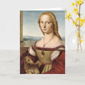 ユニコーンの挨拶状を持つRaphaelの女性 カード (黄色い花)