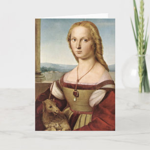 ユニコーンの挨拶状を持つRaphaelの女性 カード