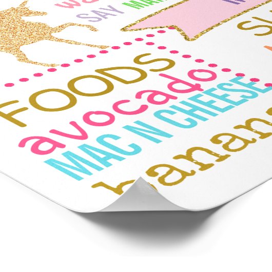 ユニコーンの最初の誕生日パーティーの看板ポスター ポスター (角)