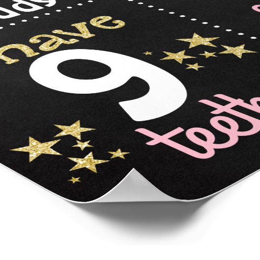 ユニコーンの最初の誕生日パーティーの黒板の看板 ポスター (角)