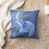 ユニコーンの月の月のペガソスの紫色の青い馬 クッション (ブランケット)