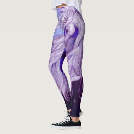 ユニコーンの月の月のペガソスの紫色の青い馬 レギンス (左)