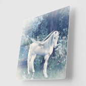 ユニコーンの森の夢時計 スクエア壁時計 (傾斜)