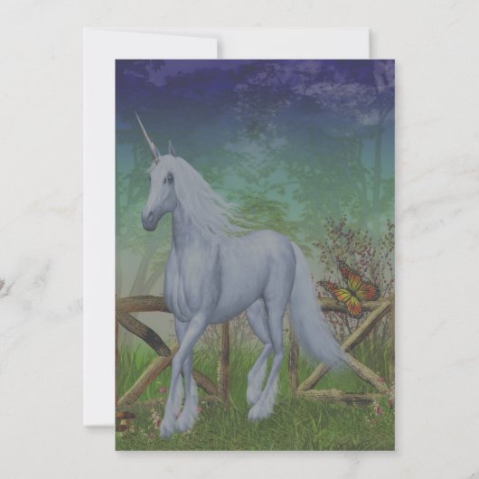 ユニコーンの森の門のキュートなファンタジーパーティー 招待状 (裏面)