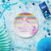 ユニコーンの水の色と虹の赤ちゃんシャワープレート ペーパープレート (パーティー)