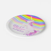 ユニコーンの水の色と虹の赤ちゃんシャワープレート ペーパープレート (アングル)