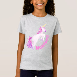 ユニコーンの水彩画の芸術の名前入りな一流のTシャツ Tシャツ