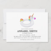 ユニコーンの浮遊物の誕生日のプールを囲んでのパーティ 招待状 (正面)